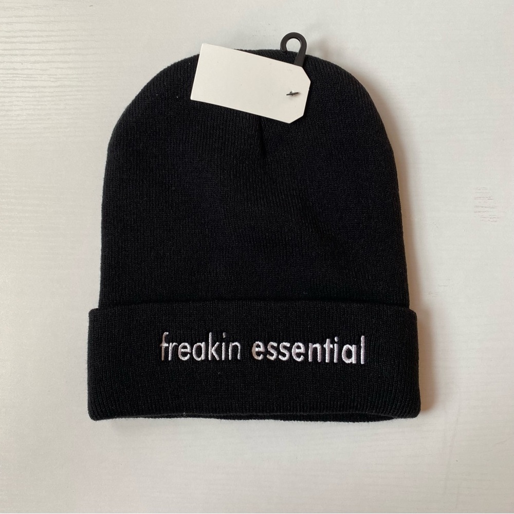 Freakin Essential Beanie Ribbed Black Hat Womens Freakin’ Essential Winter Cap